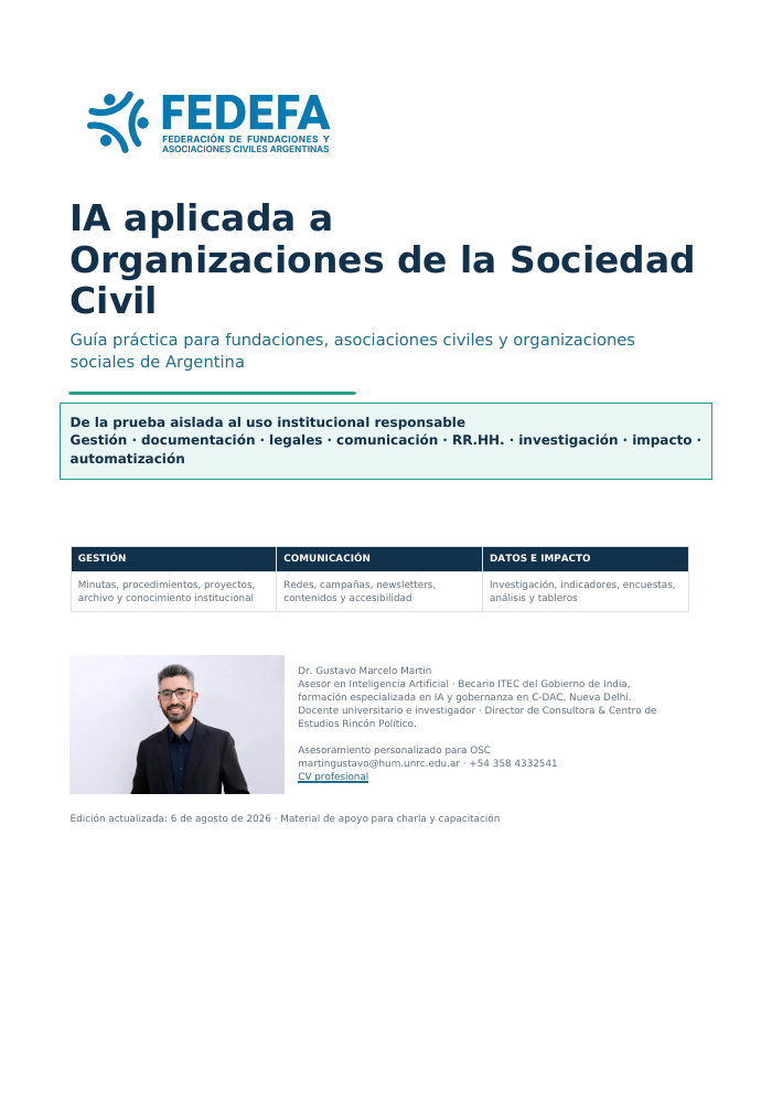 Portada de IA aplicada a organizaciones de la sociedad civil